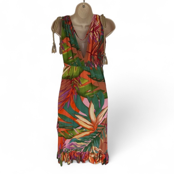 True Destinations Vibrant Tropical Print Cover Up Dress S - Picture 2 of 7